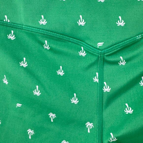 Fabletics Top Shorts Womens XS Green Palm Tree Workout Set Padded Bra Motion365 - Picture 10 of 14